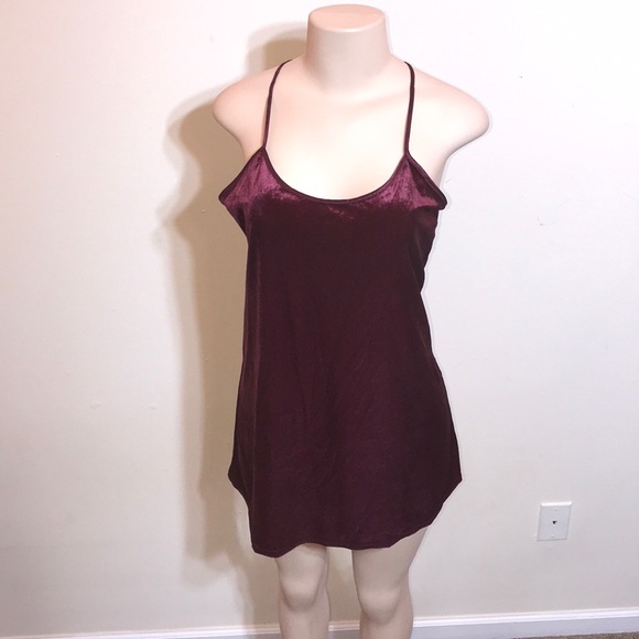 Vintage Crushed Red Velvet Lingerie Sleep Dress - Picture 2 of 11